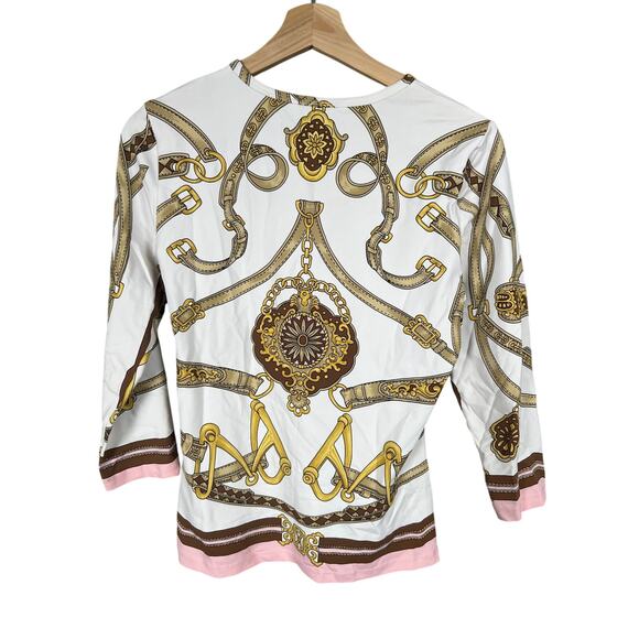 J. McLaughlin Signature Top Cream/Brown Westminster Women Size S - Picture 6 of 7